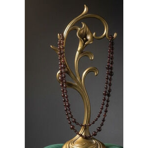 Minimalist Necklace Glass Beaded Dark Brown to Black Art Deco Elegant Jewelry